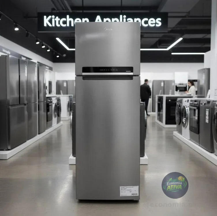 Geladeira Frost Free Duplex 394L Inverter Cor Prata Midea
