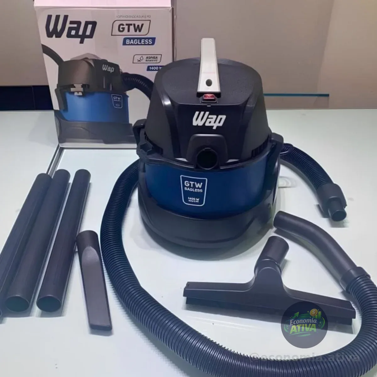 WAP Aspirador de Pó e Água Barril GTW BAGLESS, Compacto, 6 Litros, com Filtro Lavável, 160mbar 1400W 127V