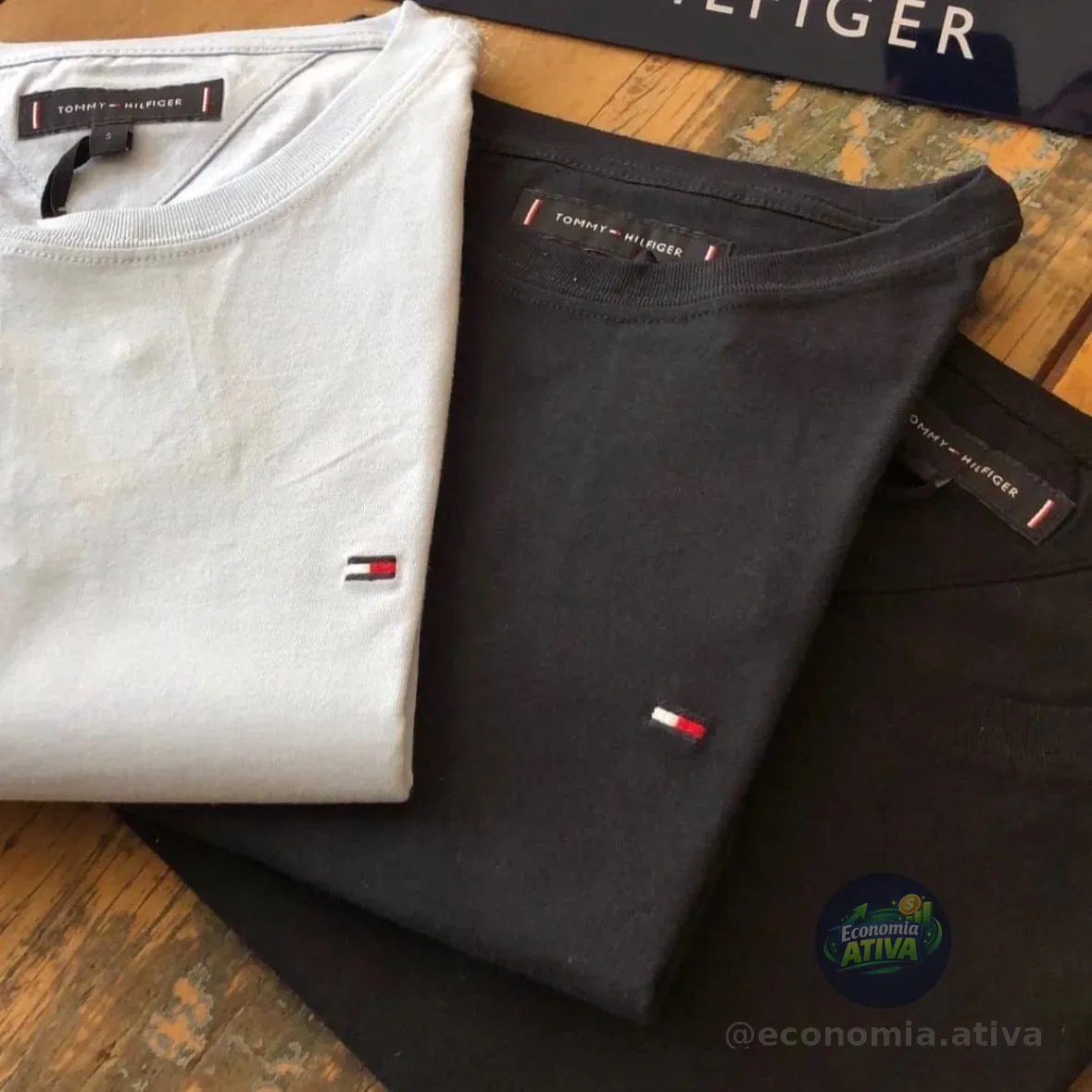 Kit Camisetas Tommy Hilfiger Preta/branca/azul - Original