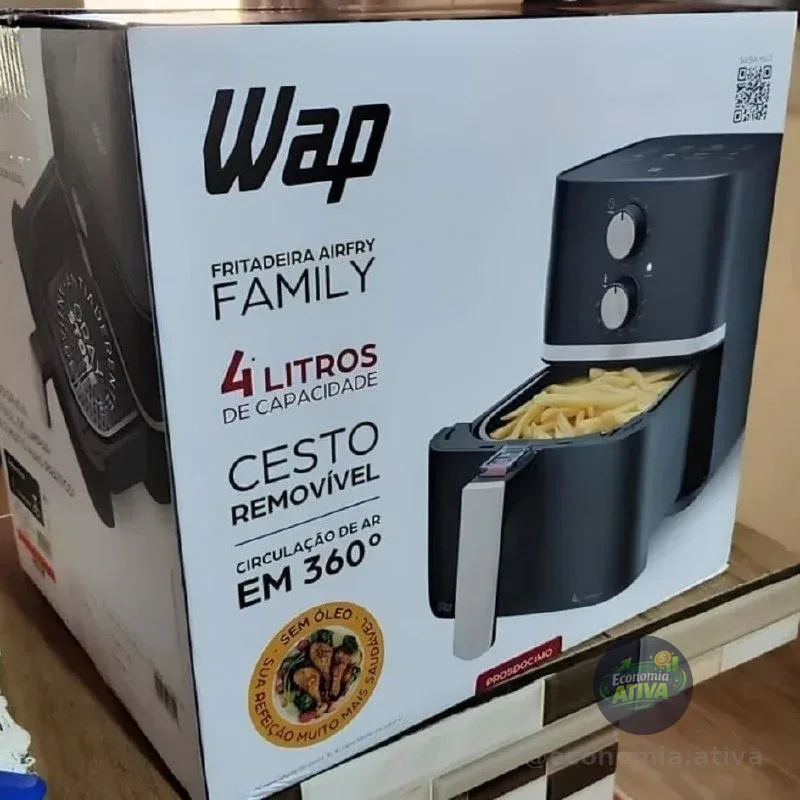 Fritadeira Elétrica Wap Air Fryer Family 4l Antiaderente E Com Desligamento Automático 1500w Preto, Cinza E Champagne 220v
