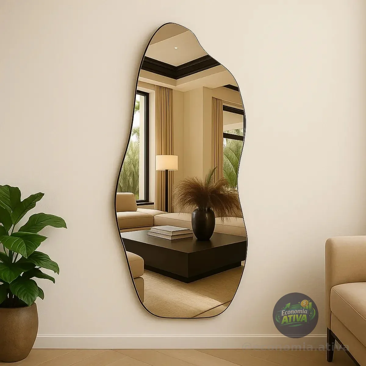 Espelho Lopazzi Orgânico 90 E 70cm Retrô Quarto Closet Casa Magnus 90x40cm