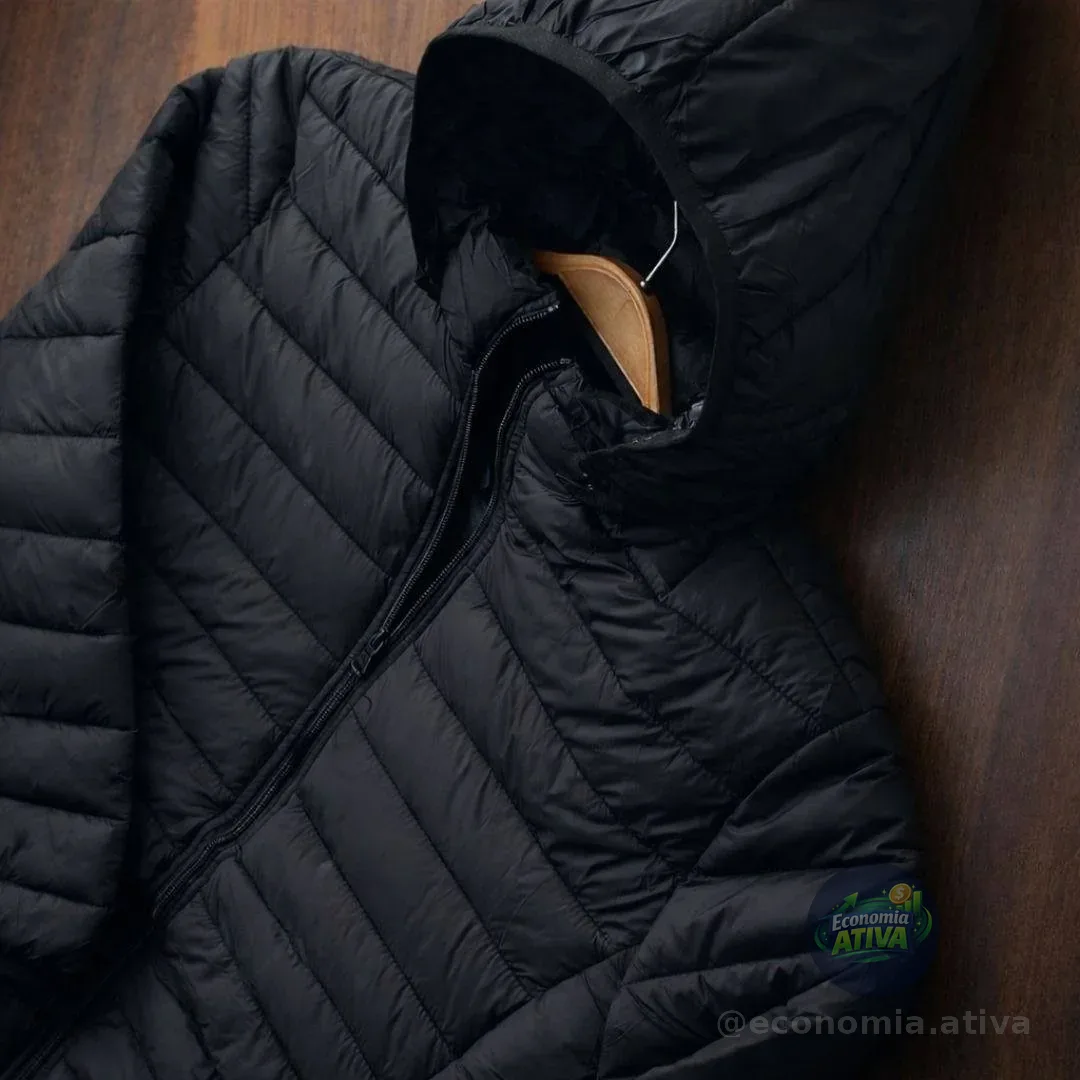Jaqueta Puffer Impermeável Forrada Bolso Interno Frio Casaco