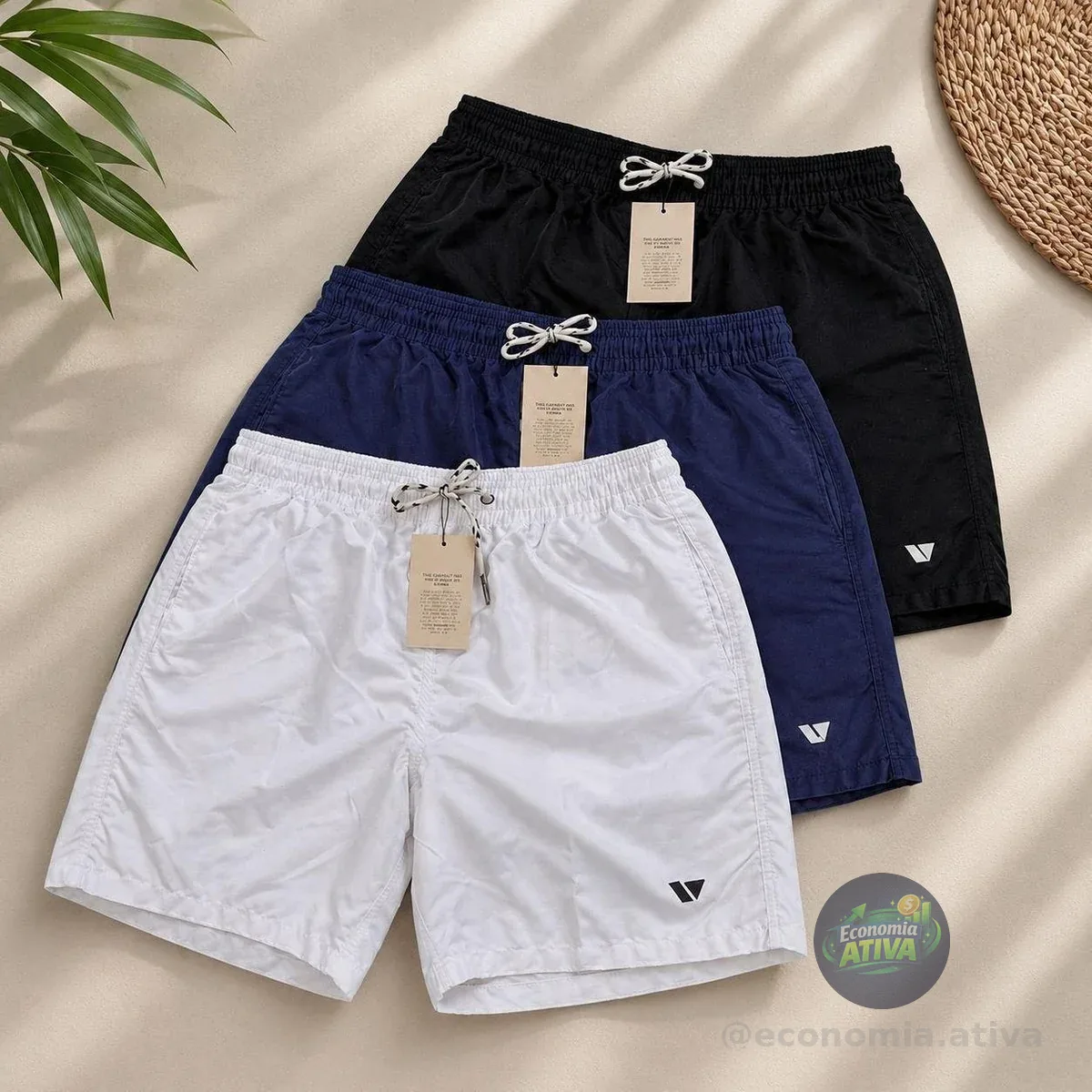 Kit 3 Bermudas Lisas Amarração Shorts Academia Treino Praia