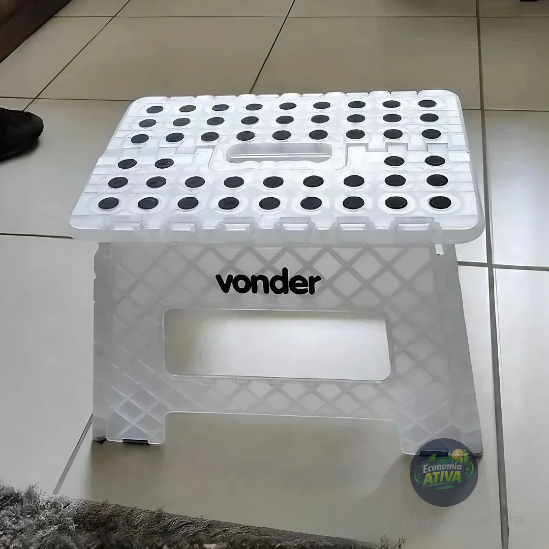 Vonder, Banqueta Plástica Dobrável, Branca, Altura 220 Mm
