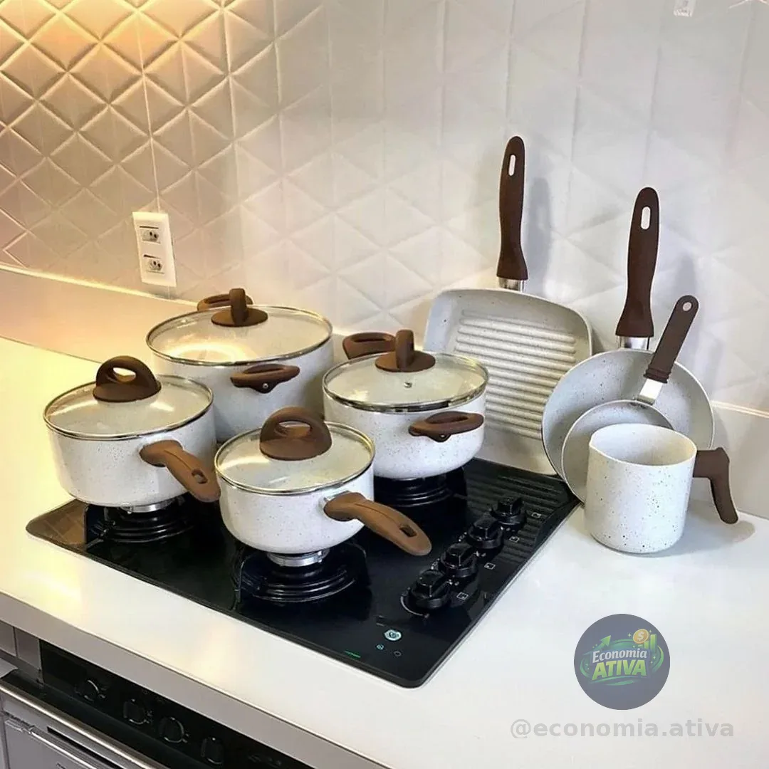 Conj De Panelas 8 Peças Ceramic Life Smart Plus Vanilla - Brinox Baunilha