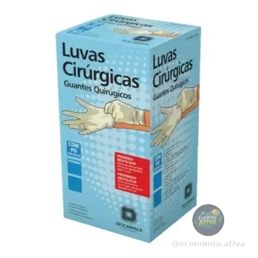 Luva Cirurgica 6,5 Esteril Com Po - Descarpack - 50 Pares Cinza