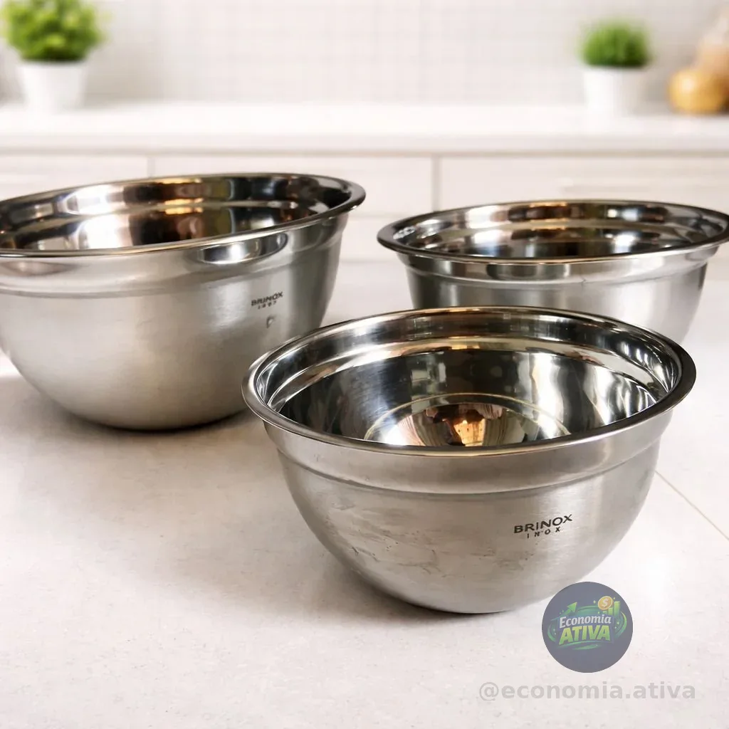 Conjunto De Tigelas Brinox 3pçs Suprema Em Inox - 2107/100