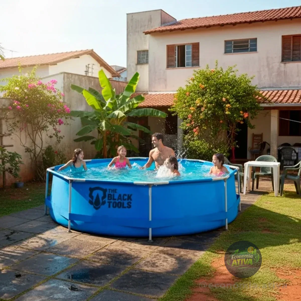 Piscina Redonda Estrutural Plástico 6500 Litros 3.60m Azul Lisa