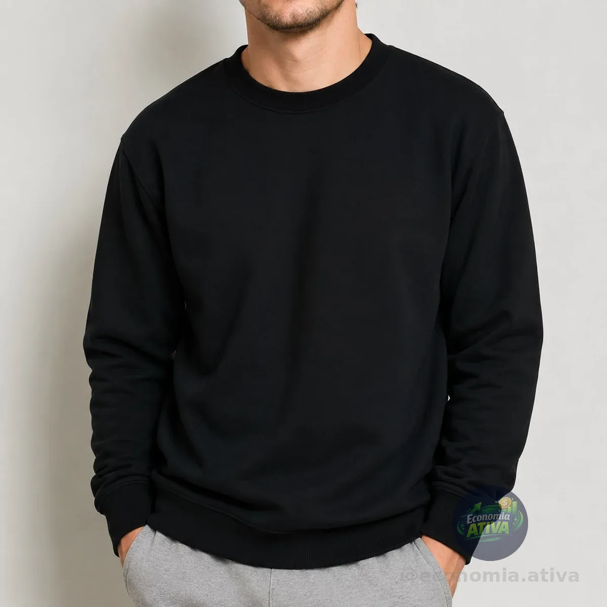 Blusa Moletom Gola Redonda Unissex Gola Careca Promoção