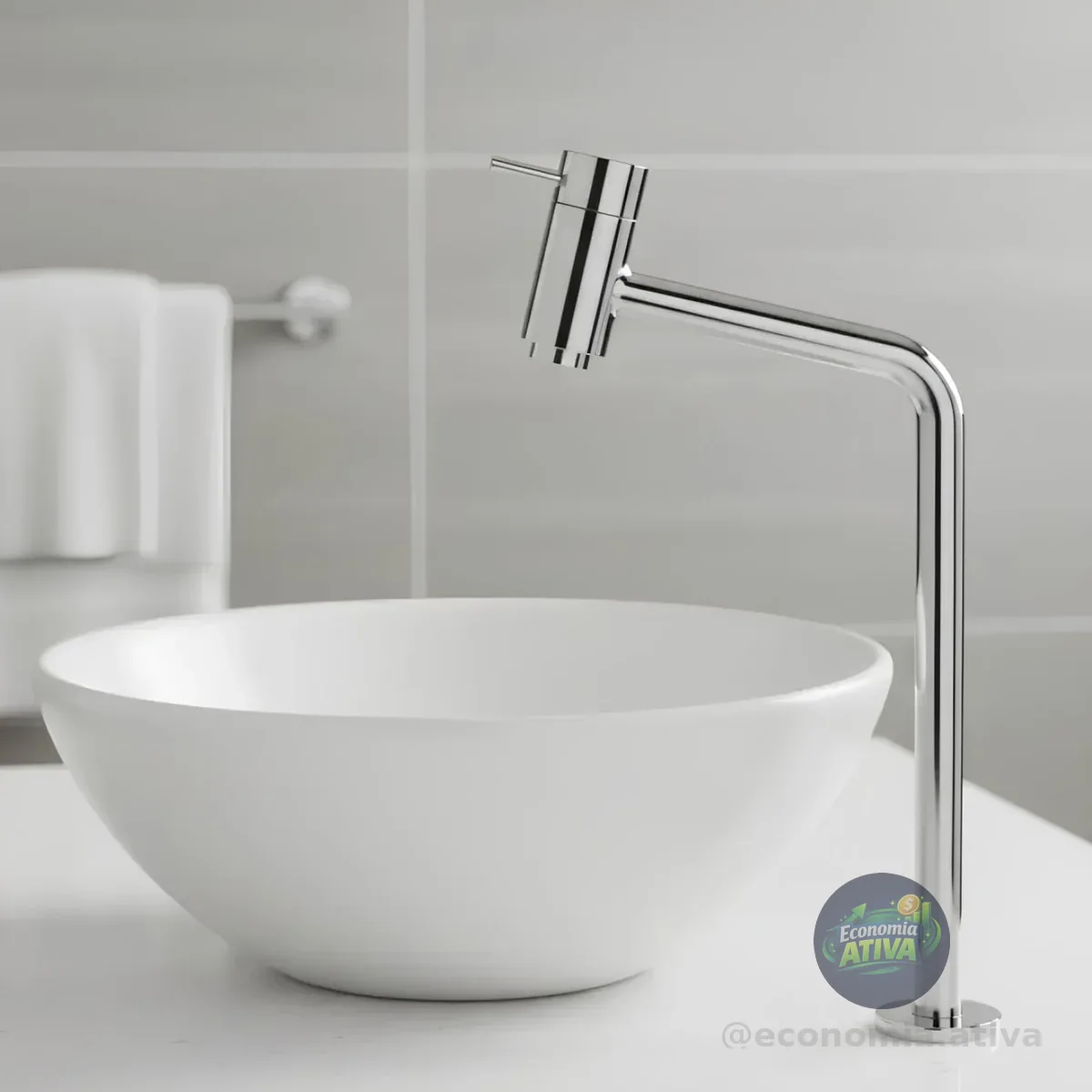 Torneira Link P/ Cuba 1/4 Lavatorio Banheiro Bica Alta Metal Acabamento Inox Cor Prateado