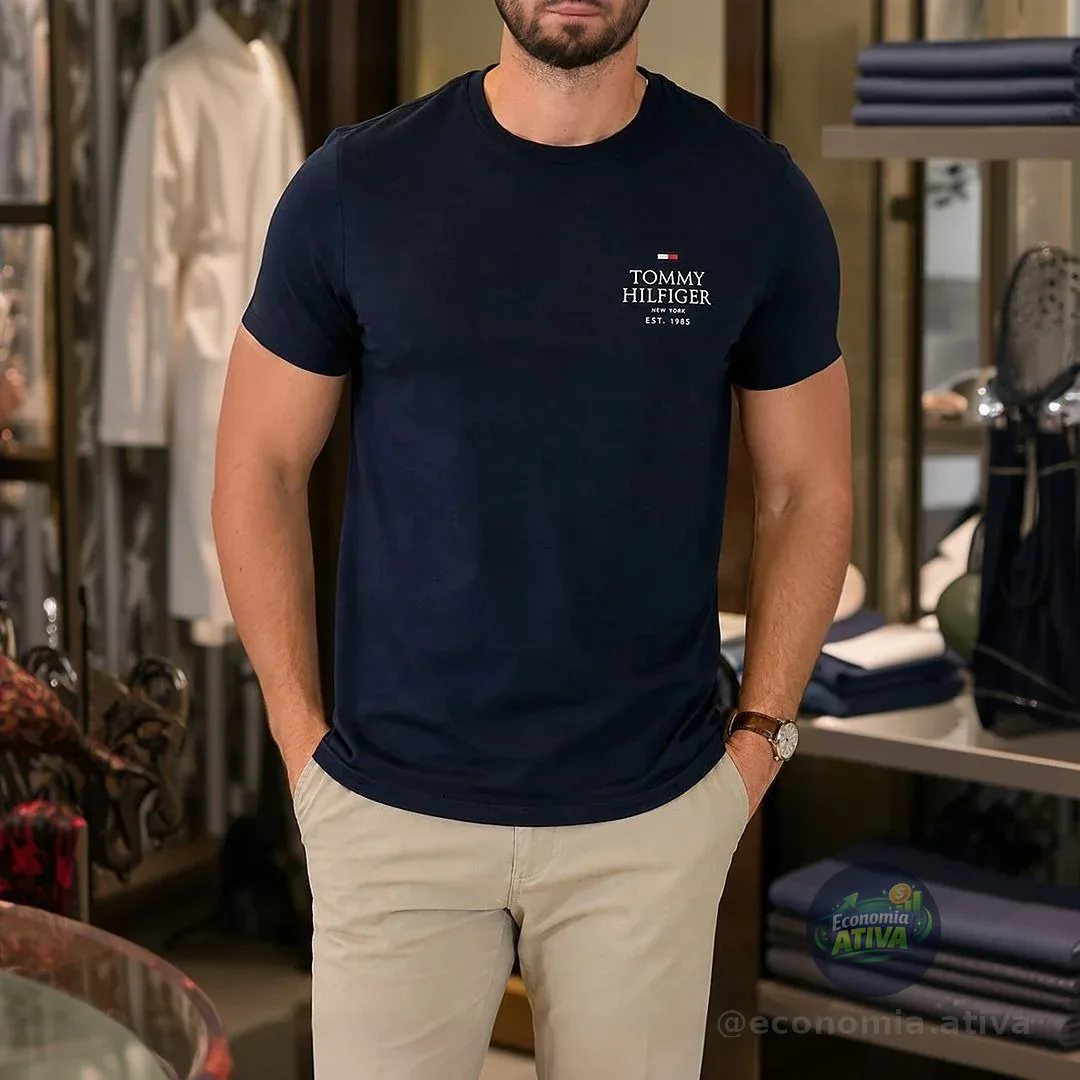 Camiseta Tommy Hilfiger  Stack Brand Love Azul Marinho