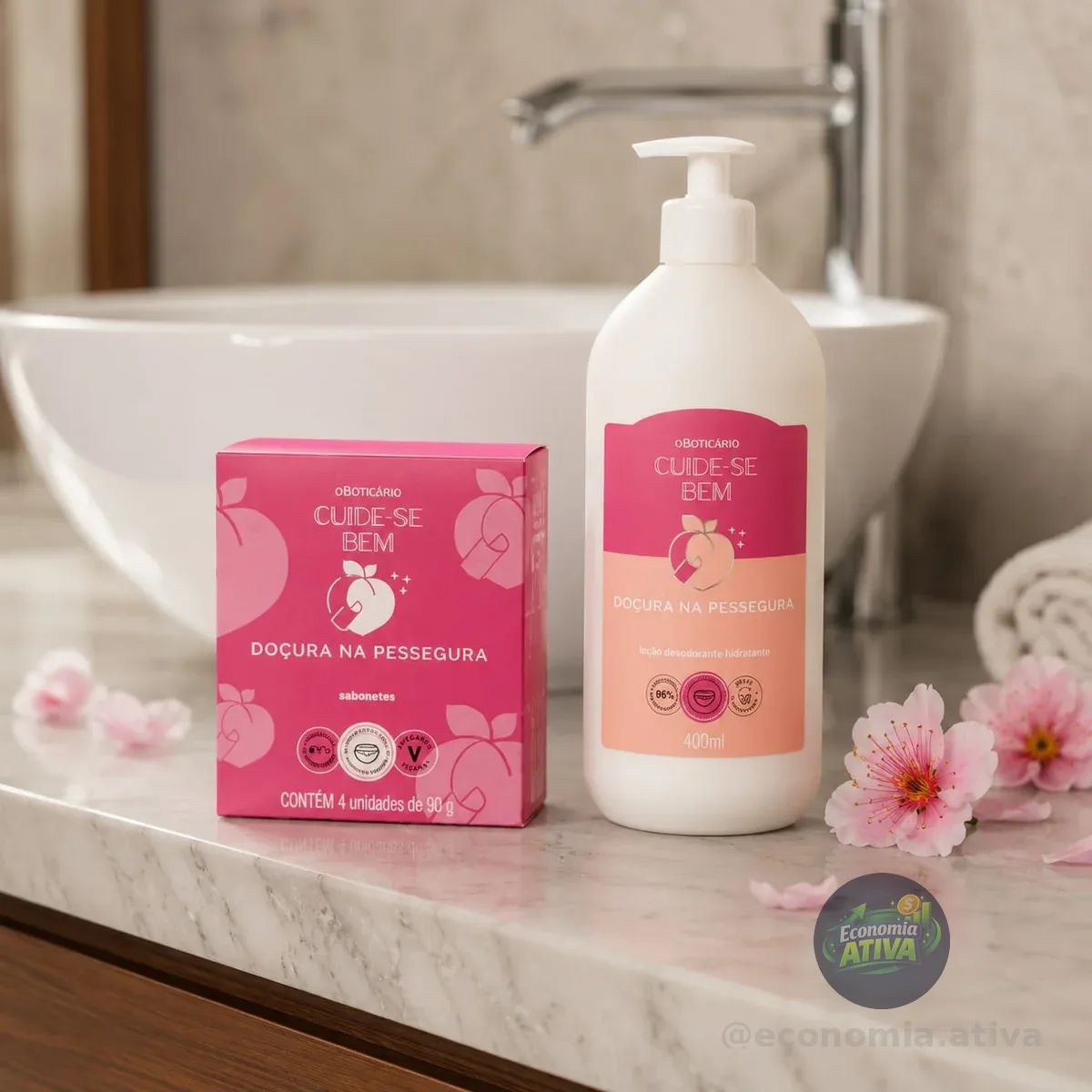 Combo Cuide-se Bem Doçura Na Pessegura: Loção Corporal 400ml Neutra