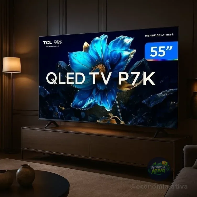 Smart TV 55" TCL 4K UHD QLED 55P7K Google TV AiPQ Google Assistente 3 HDMI 1 USB