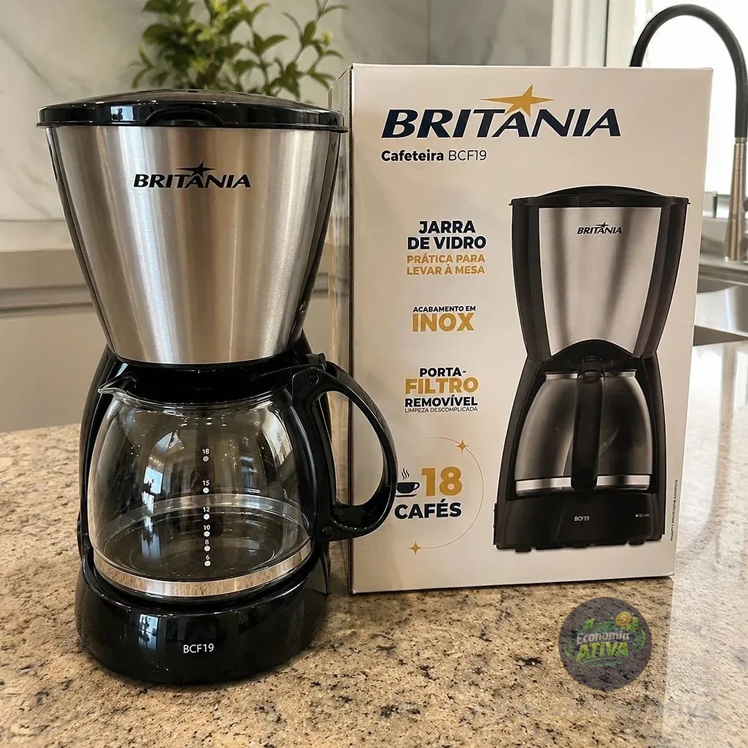 Cafeteira Britânia 18 Cafezinhos Bcf19a Jarra De Vidro 550w Cor Preta Preto 220v
