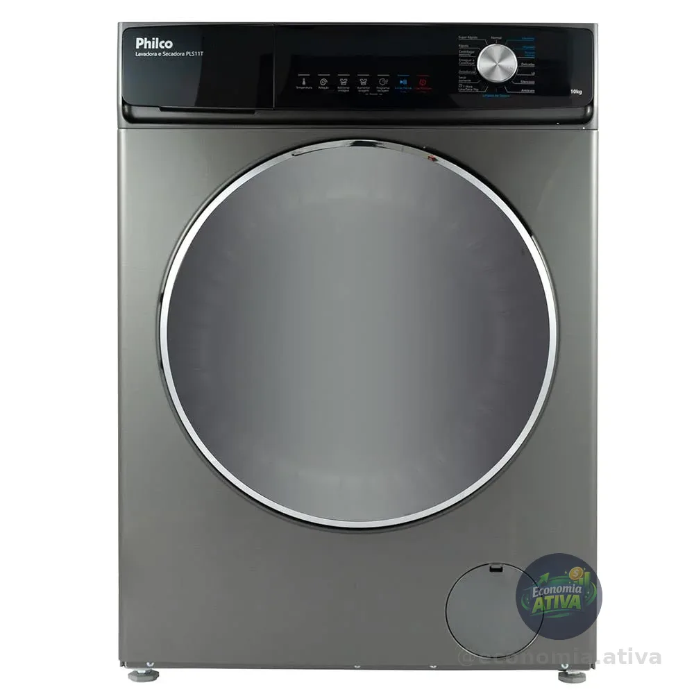 Lavadora e Secadora Philco 11kg Inverter PLS11T Titanium 220V