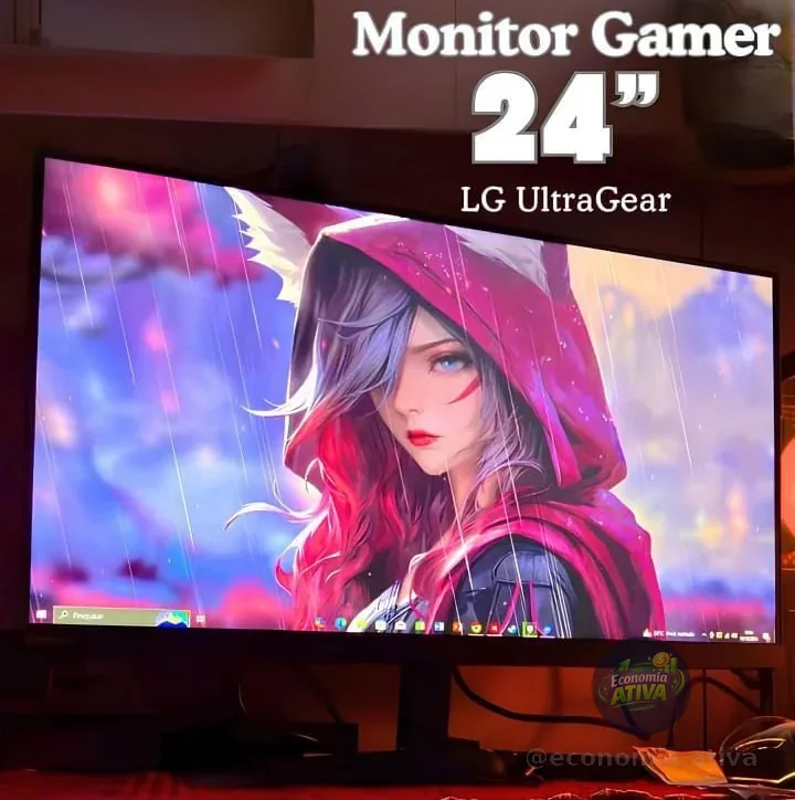 Monitor Gamer LG Ultragear 24 24gs60f-b Ips Full Hd 180hz 1ms (gtg) Nvidia® G-sync® Amd Freesync Hdr10 Srgb 99% Hdmi Displayport Preto 127/220v