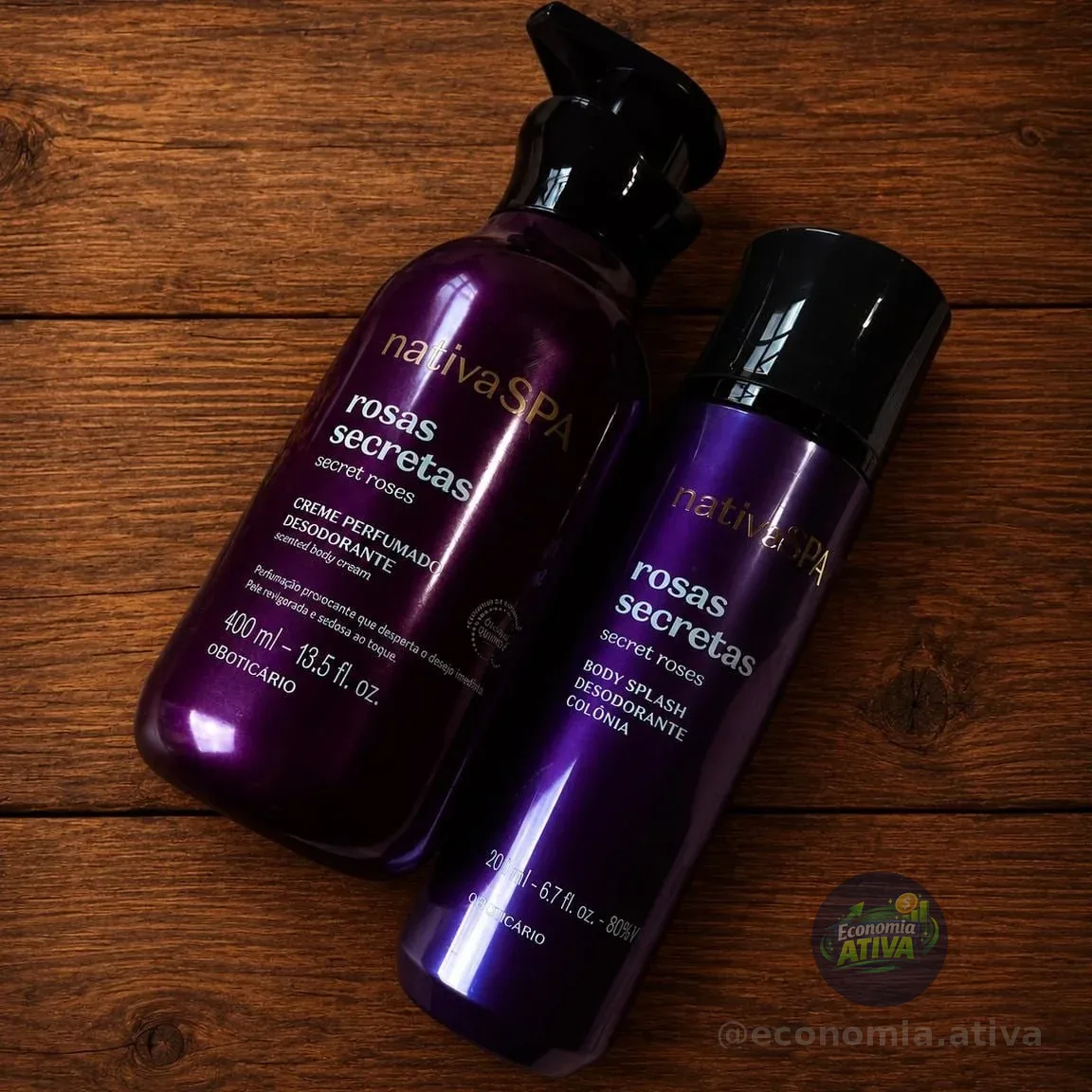 Combo Nativa Spa Rosas Secretas - Body Splash 200ml - Creme Perfumado Corporal 400ml