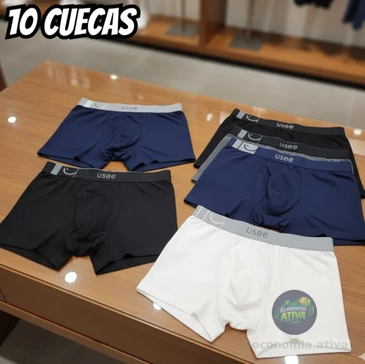 Kit Com 10 Cuecas Boxer Microfibra Adulto Usee Brasil