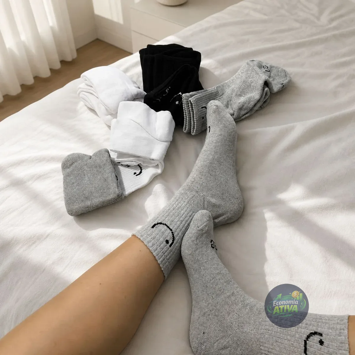 Kit Com 10 Pares De Meias Cano Alto Algodão Usee Brasil