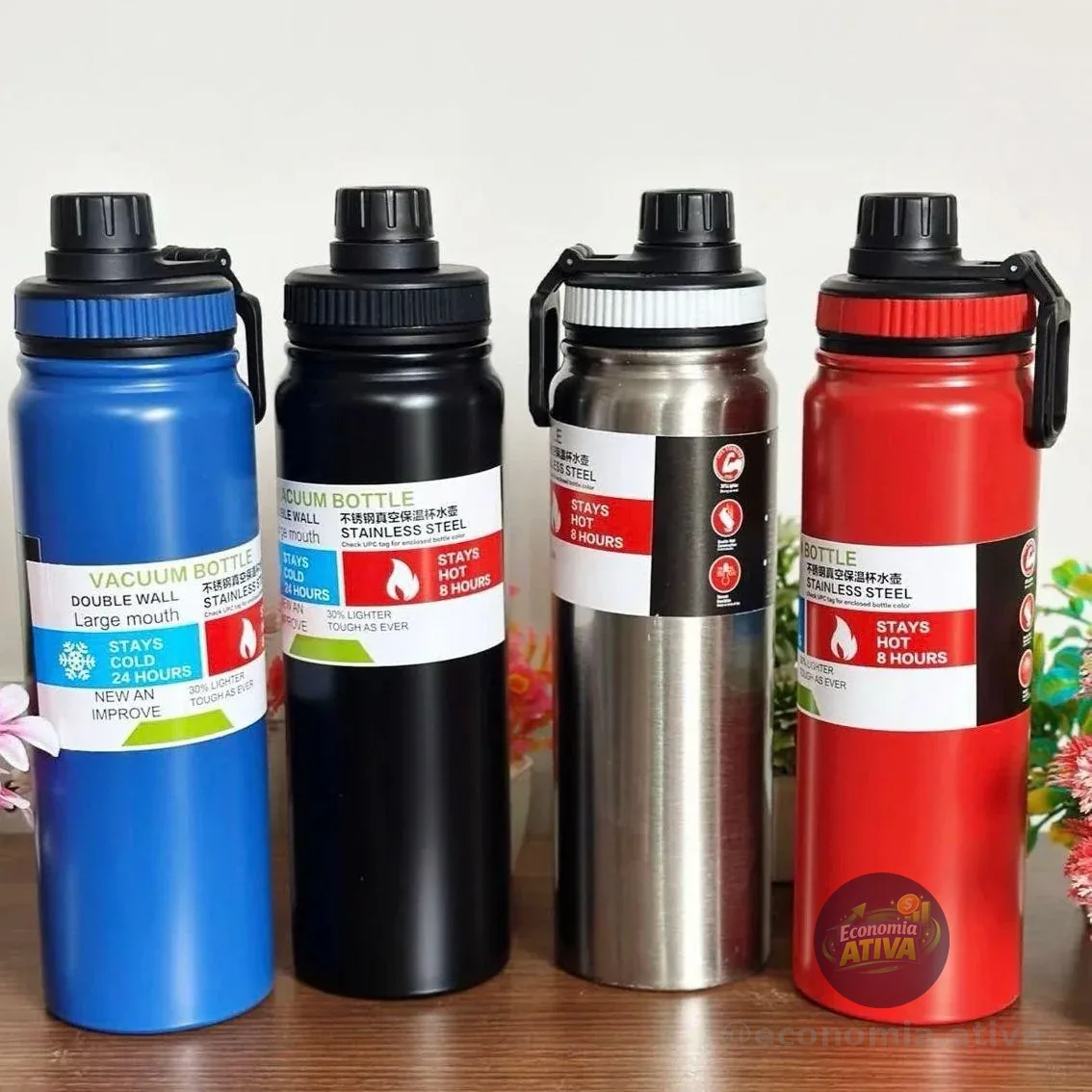 800mlgarrafa Térmica Água Squeeze Inox Academiaquente E Frio
