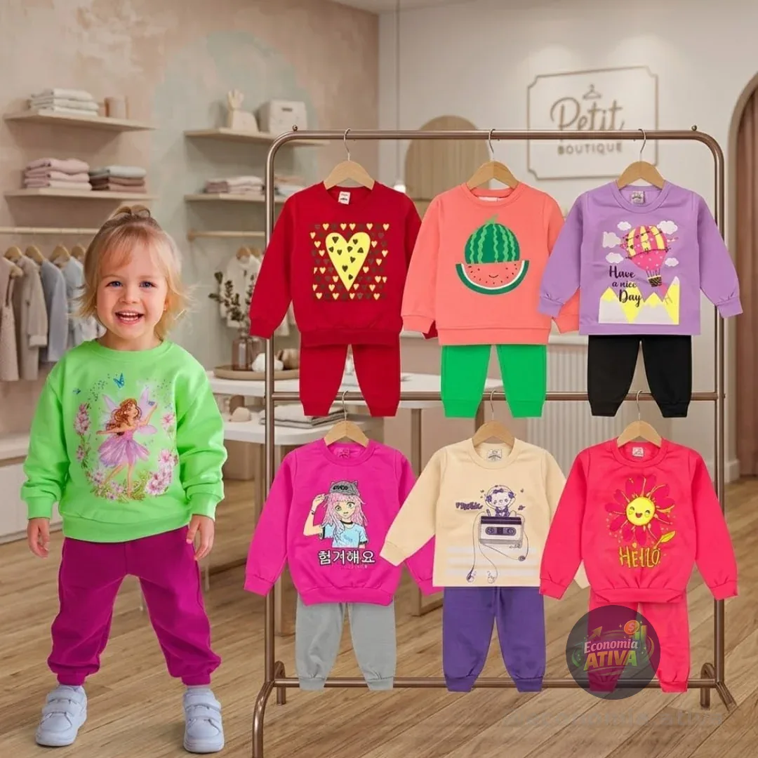 Kit 8 Peças Moletom Menina Infantil Inverno Atacado Barato