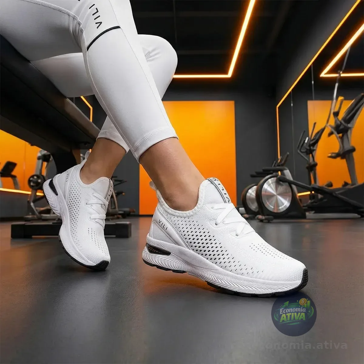 Tênis Branco Feminino Vili Para Caminhada Academia Treino