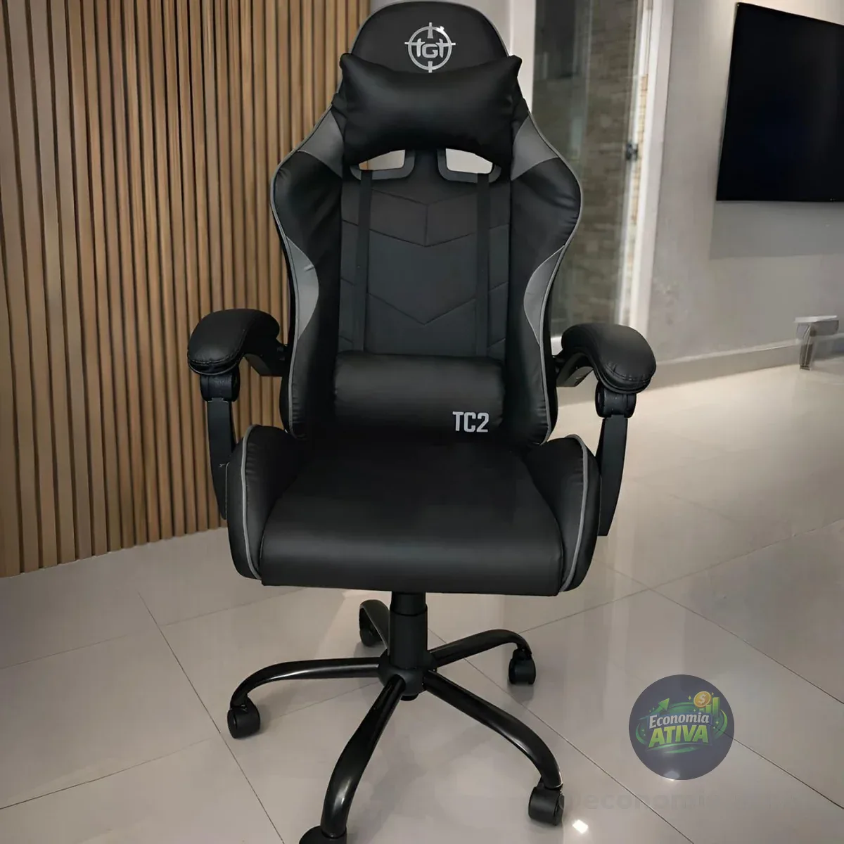 Cadeira Gamer Tgt Heron Tc2, Preto, Tgt-hrtc-bl03 Couro Sintético