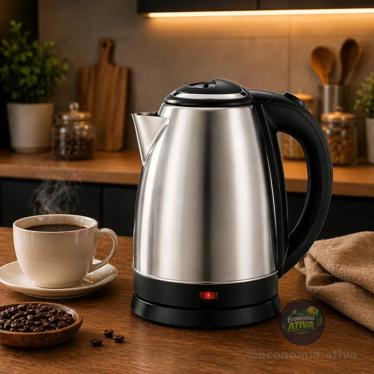 Chaleira Elétrica Inox 2l 1500w Aquecimento Rápido Automática Prateado 220v