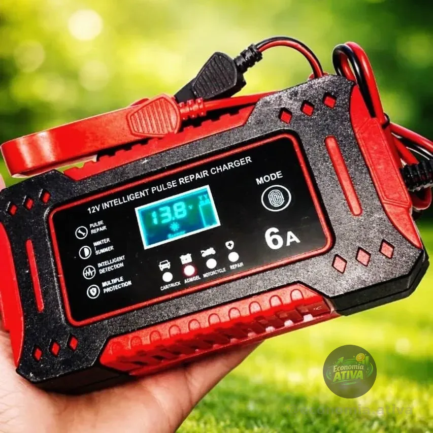 Carregador Inteligente De Bateria Automotiva Portátil 12v 6a