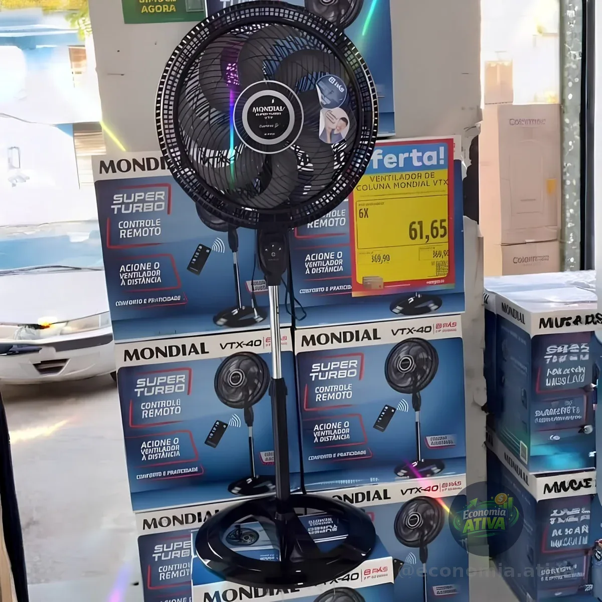 Ventilador Coluna Nvt-40c-bl 60hz Mondial 40 Cm Preto 127v Azul Plástico 8