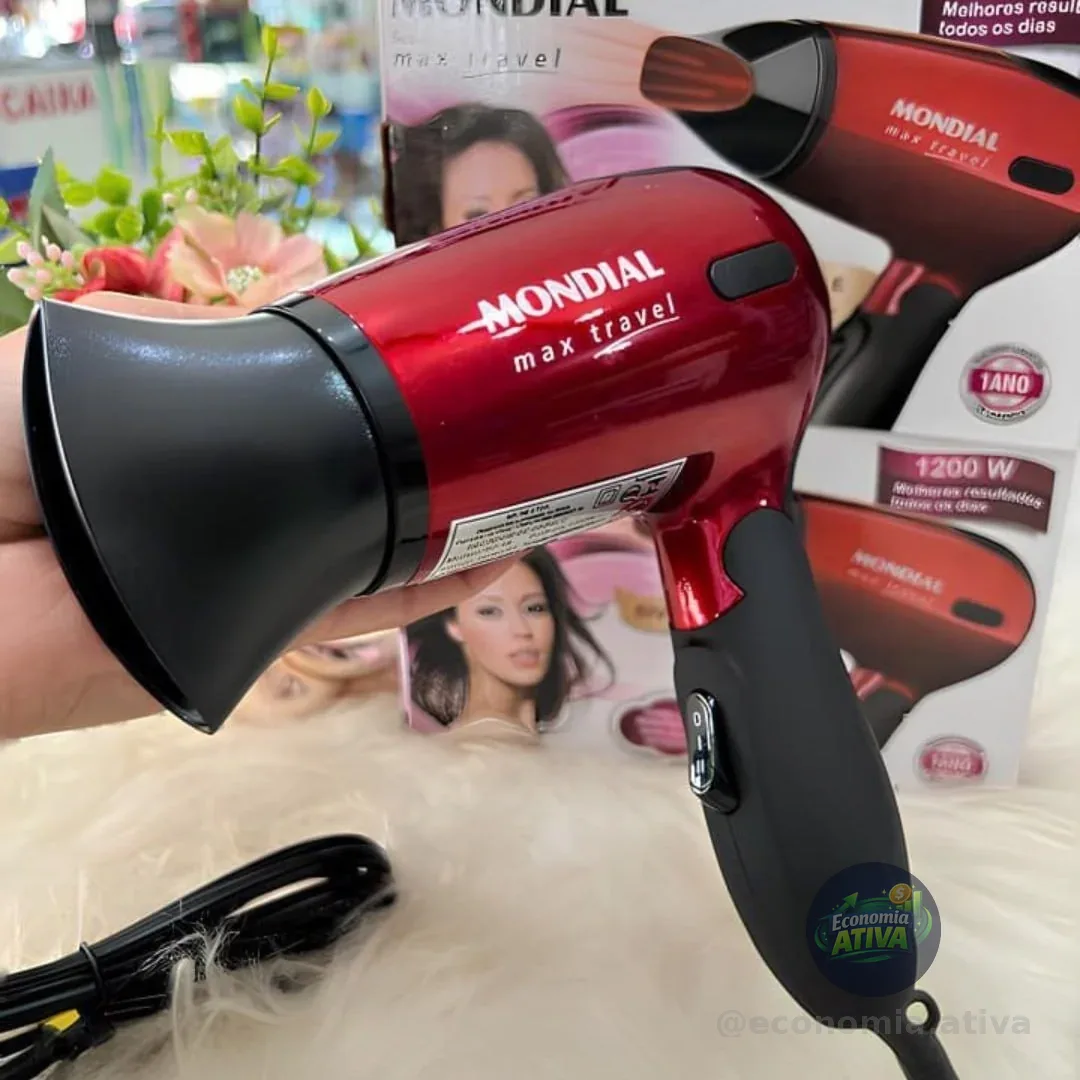 MONDIAL Secador, Max Travel, Bivolt, Preto/Vermelho, 1200W - SC-10