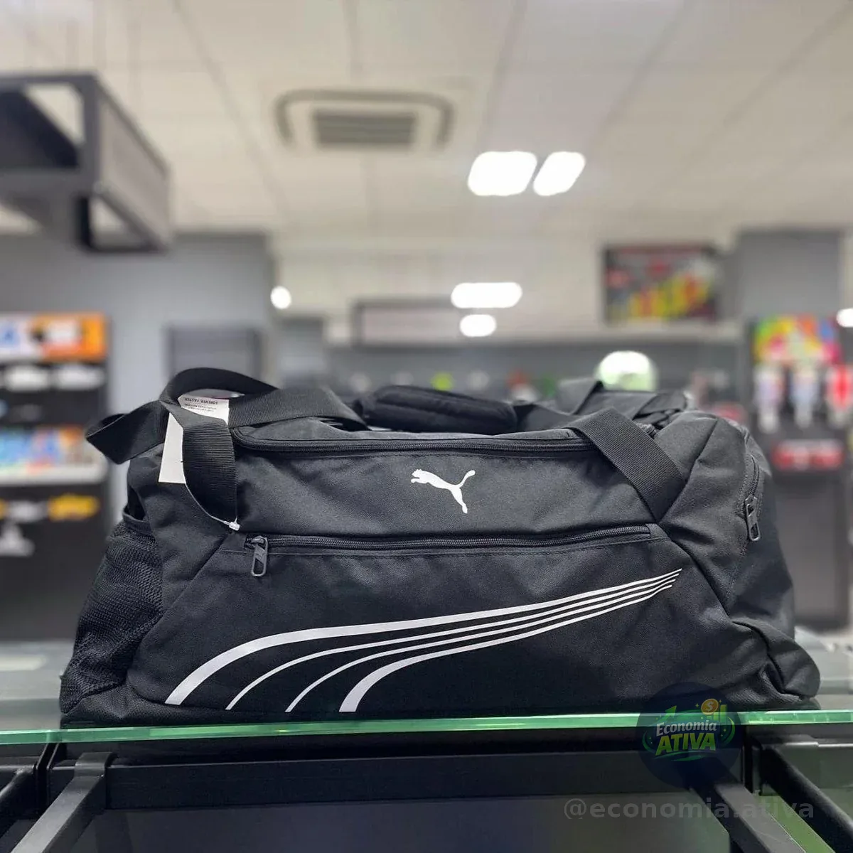 Bolsa Casual Masculina Fundamental Medium Sports Capacidade De 49l Puma Preto Liso