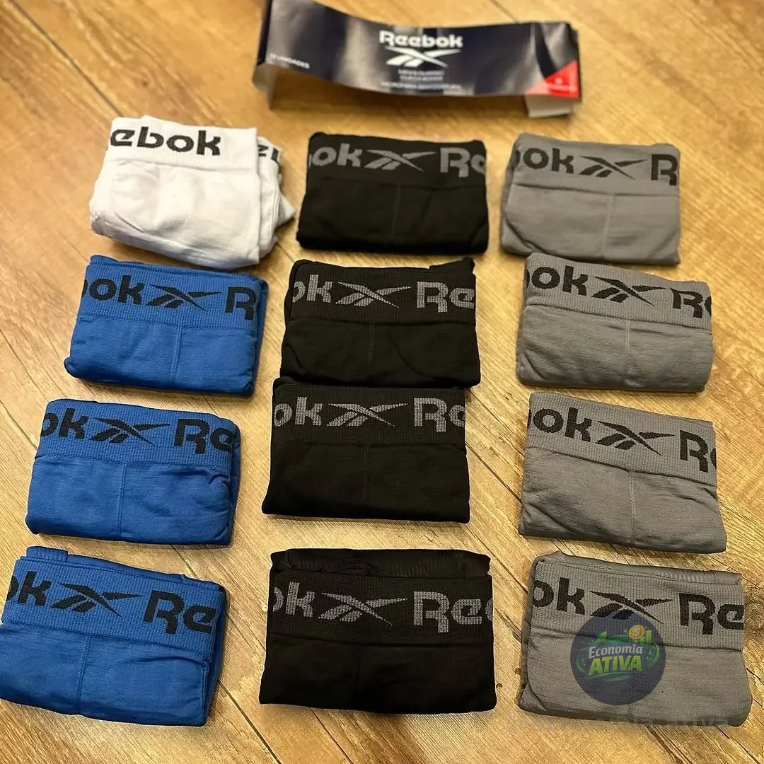 Kit 10 Cuecas Boxer Reebok Sem Costura Microfibra