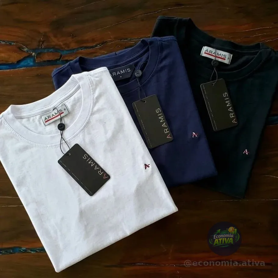 Kit Camisetas Aramis Preta/branca/azul Marinho - Original
