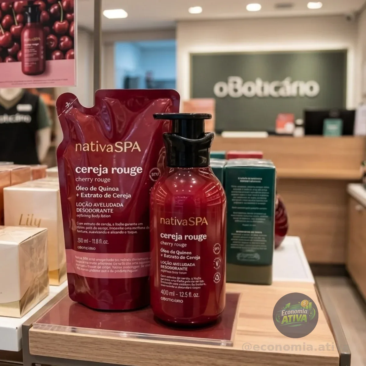 Combo Nativa Spa Cereja Rouge: Loção Corporal 400ml + Refil