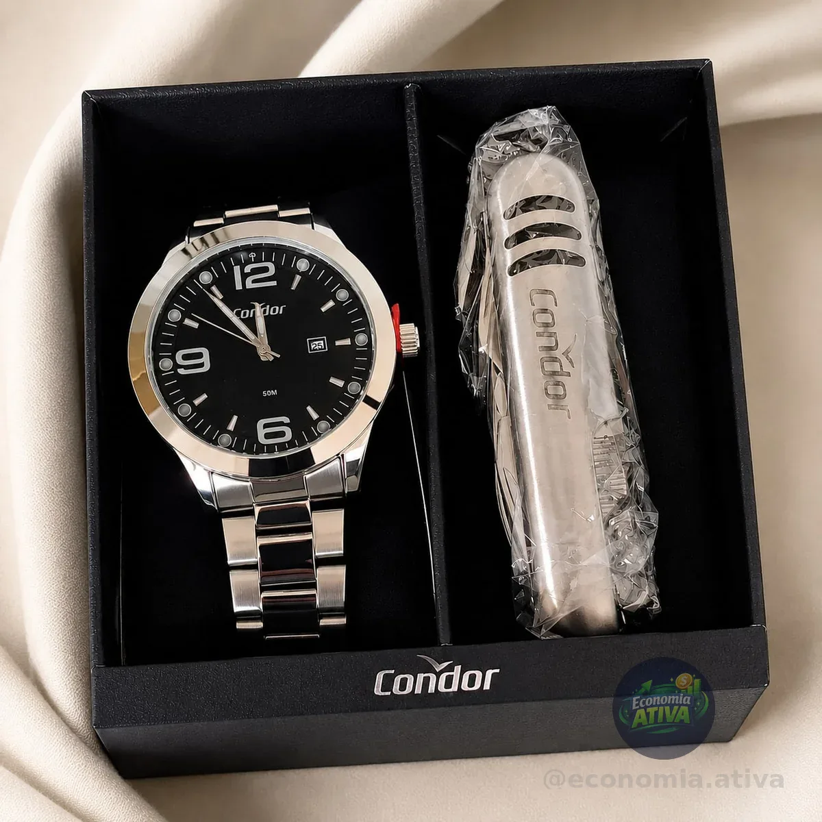 Relógio Condor Masculino Analógico Prata Co2115nax K4a Prateado