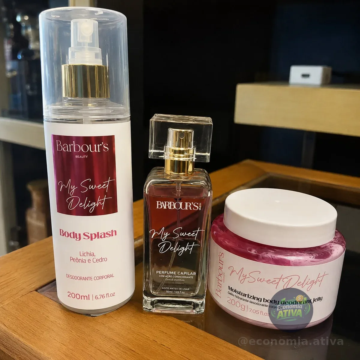 Kit Barbour's Beauty My Sweet Delight - Geleia Hidratante 200g - Body Splash 200ml - Perfume capila 50ml