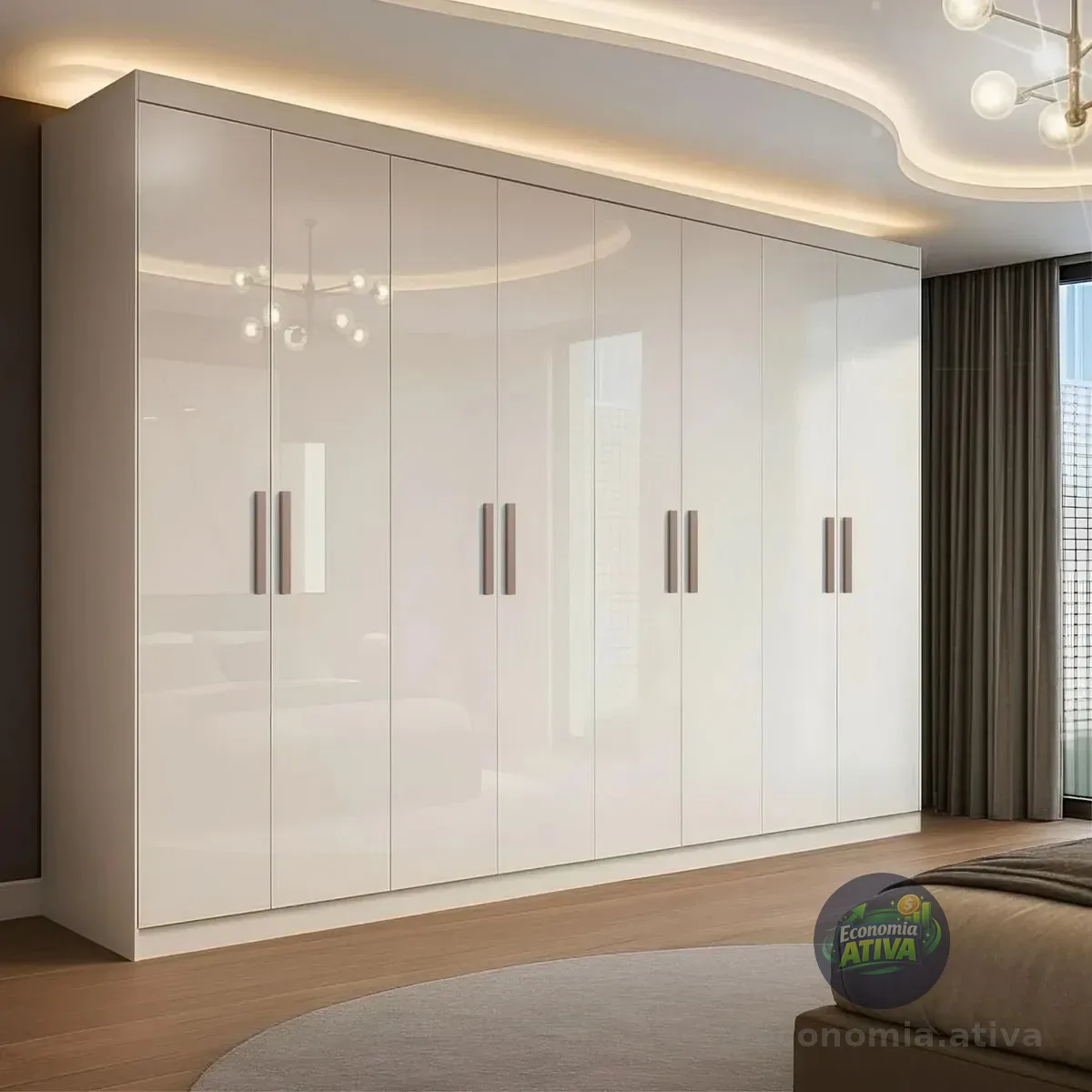 Guarda Roupa Casal Branco Paris 8 Portas 4 Gavetas Espresso Móveis