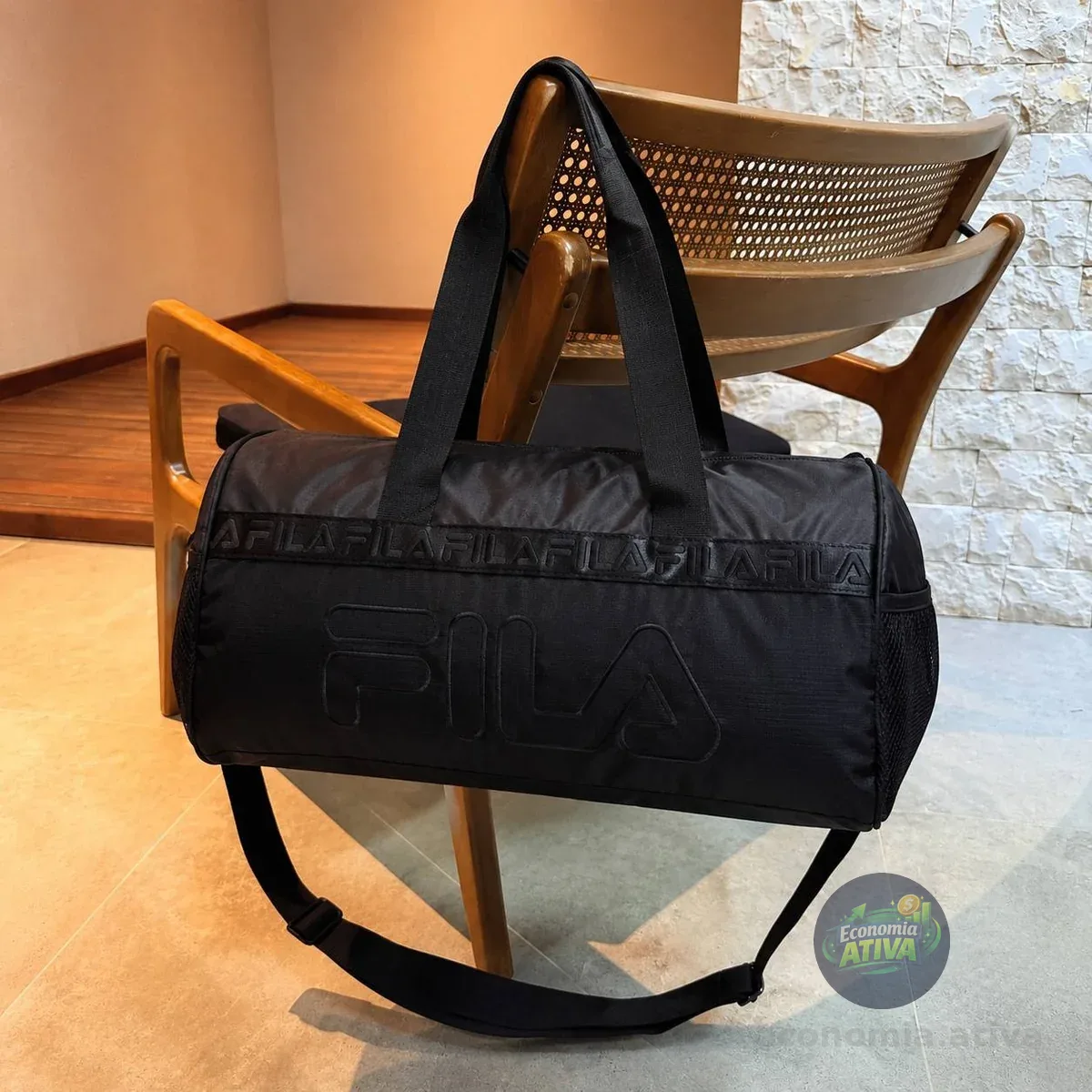 Bolsa Masculino E Feminino Sport Life Outline Preto Fila Liso Níquel