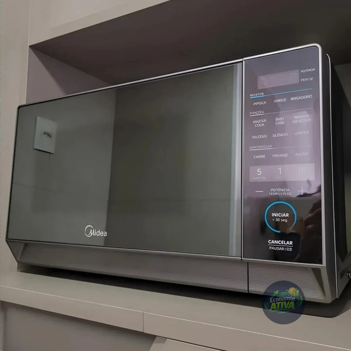 Micro-ondas 20L Prata Porta Espelhada MasterCook Midea 110V