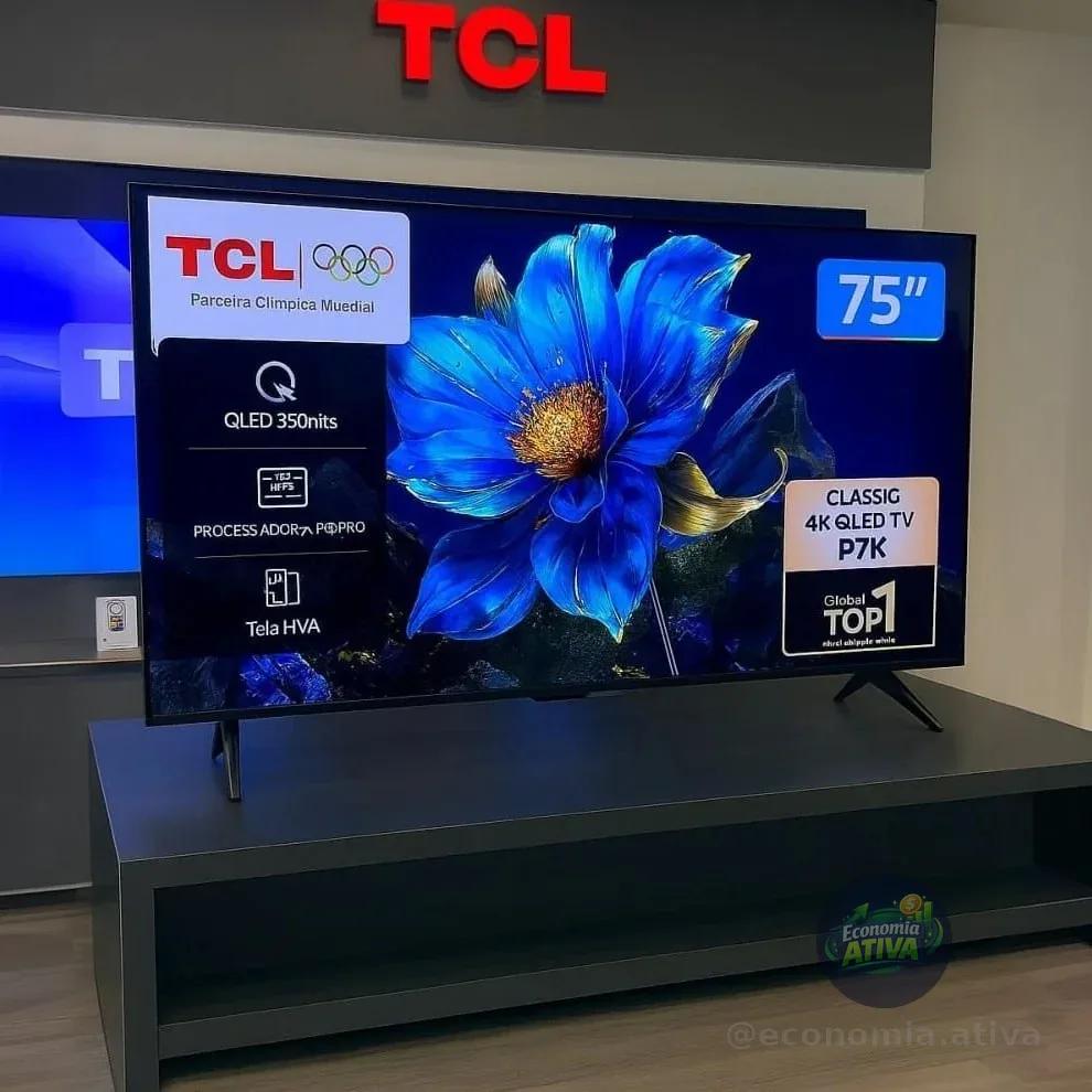 Smart Tv Tcl 75 Polegadas Qled 4k P7k Wifi Bluetooth Google Tv Hdr10+ Dolby Atmos Dolby Vision 75p7k