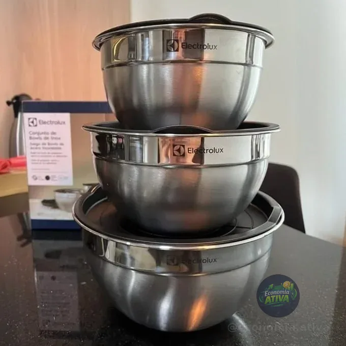 Conjunto Bowls Tigelas Inox Com Tampa Plástica - Electrolux