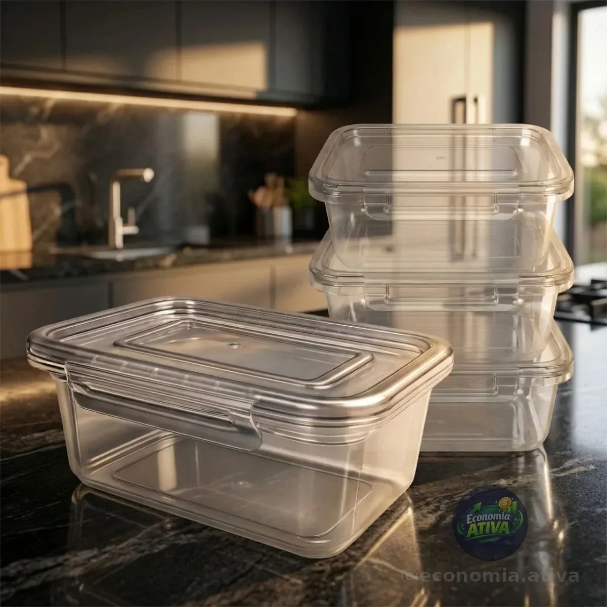 Kit 12 Marmitas 800ml Potes Trava Lateral Freezer Microondas Transparente