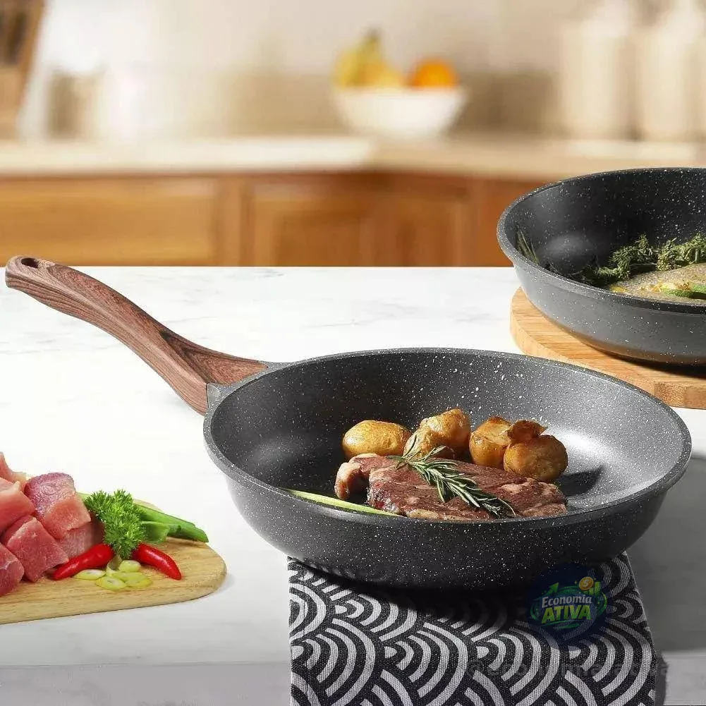 Panela Frigideira Cerâmica De Indução E Gás Compacta Profissional 24 Cm Linha Premium - Aero Home Cinza