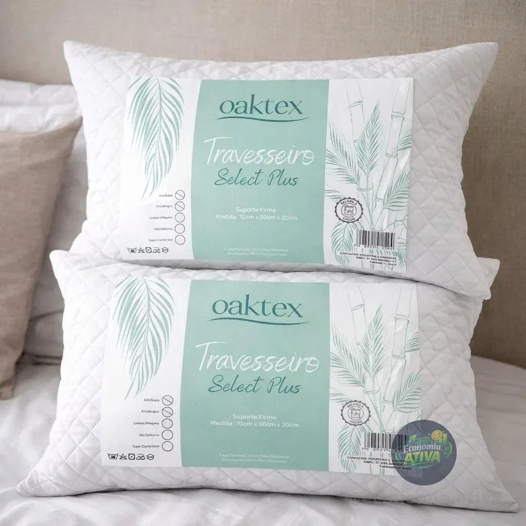 Kit C/2 Travesseiros Luxo Matelado Fibra Antialérgica 50x70 Branco