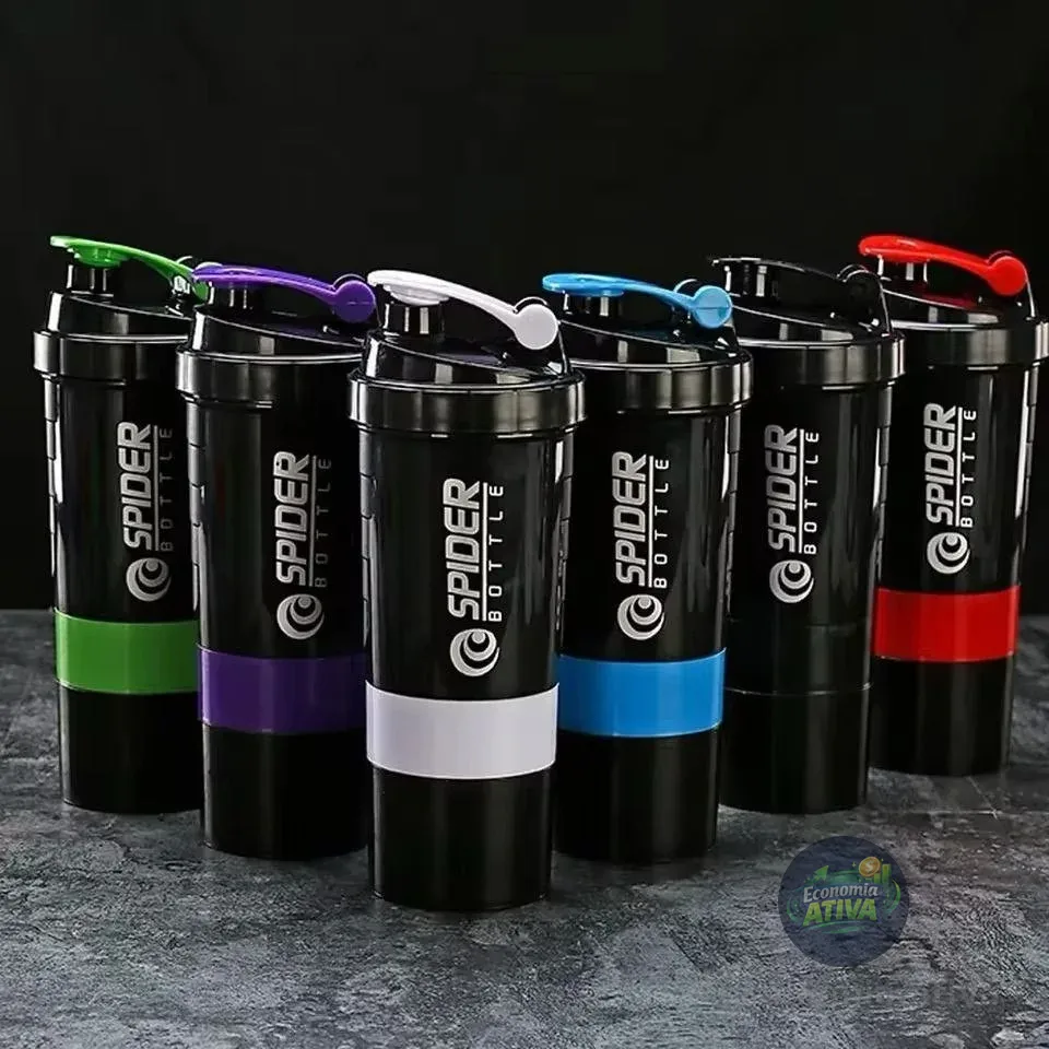 Coqueteleira Shake Academia C/ Compartimentos P/ Suplementos