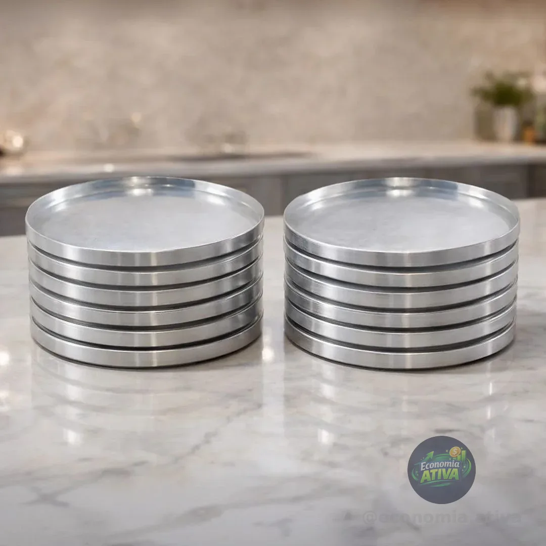 Kit Com 10 Mini Forma De Pizza 10 Cm Em Aluminio Resistente Prateado