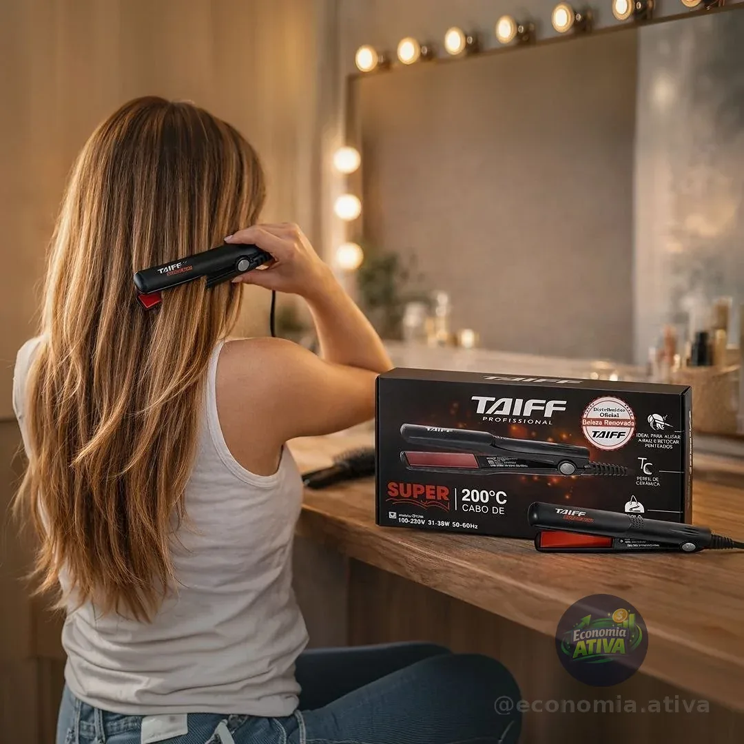 Prancha Chapinha De Cabelos Cerâmica Taiff Super Mini 200°c Preta Preto 127/220v