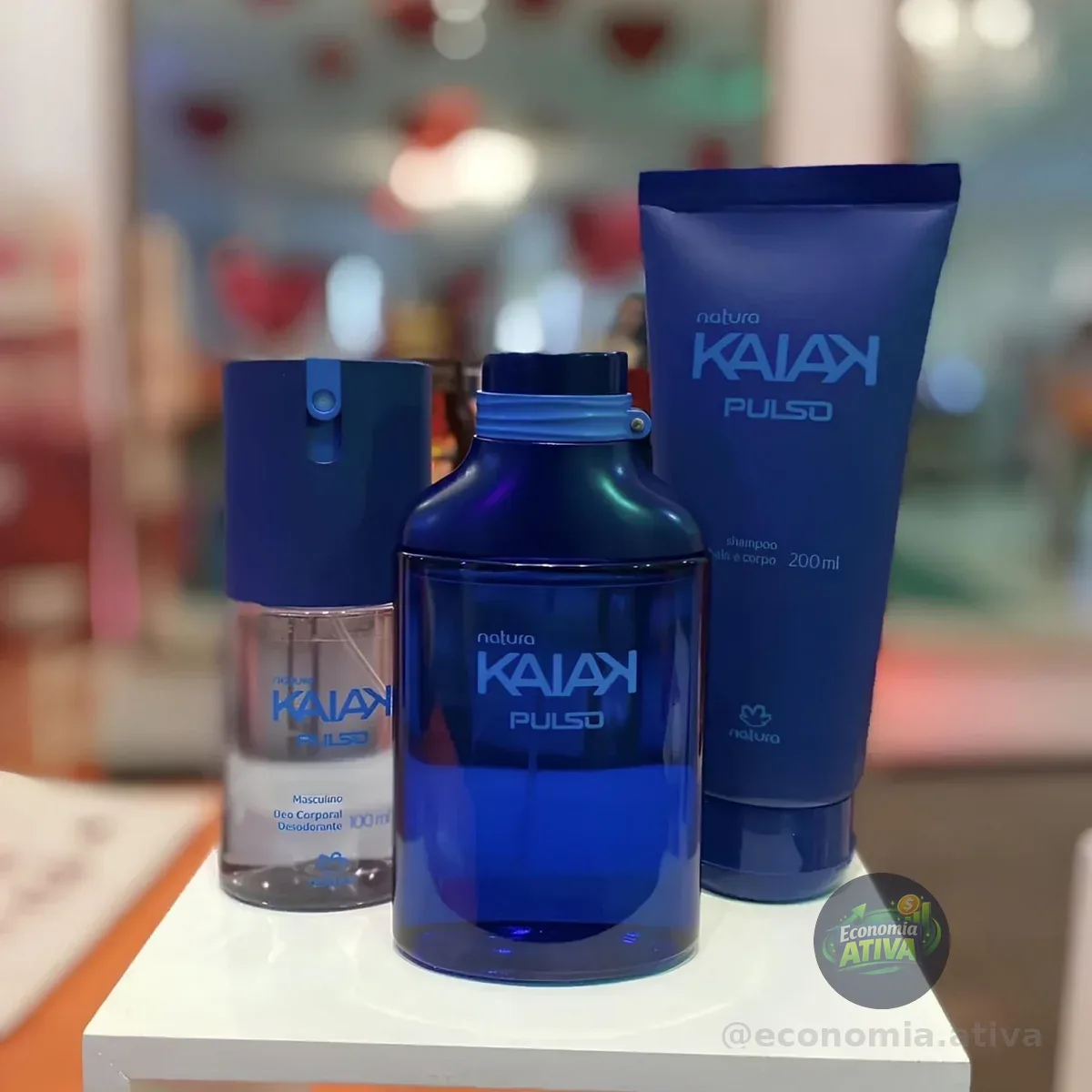 Kit Kaiak Pulso Natura - 1 Deo Colônia 100 ml - ⁠1 Shampoo 200 ml - ⁠1 Desodorante Corporal 100 ml - ⁠1 Sacola Presente