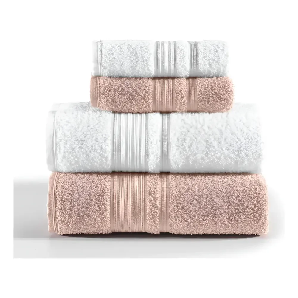 Jogo De Toalhas Altenburg Tóquio Banho 4 Branco E Rosa Delicacy Liso